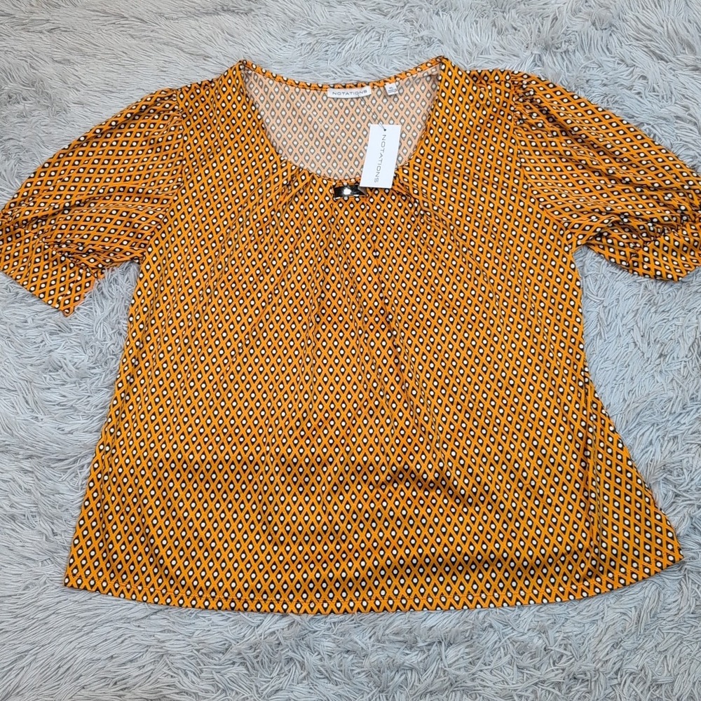 Notations Shirt Womens XL Blouse Top Career Casual Preppy Comfort New